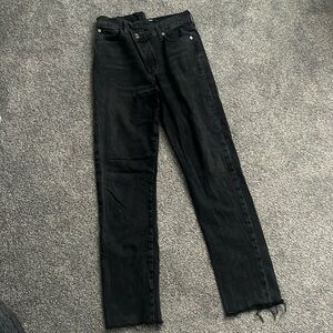 Agolde Criss Cross button fly straight black denim 25